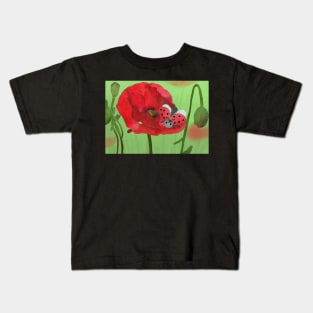 Mohn mit Käfer Kids T-Shirt